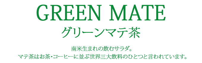 グリーンマテ茶　南米生まれの飲むサラダ　マテ茶はお茶・コーヒーと並ぶ世界三大飲料のひとつです。